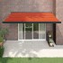 Toldo retráctil aluminio y tela naranja y marrón 4x3