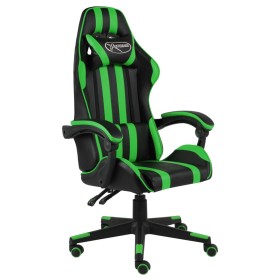 Silla gaming de cuero sintético negro y