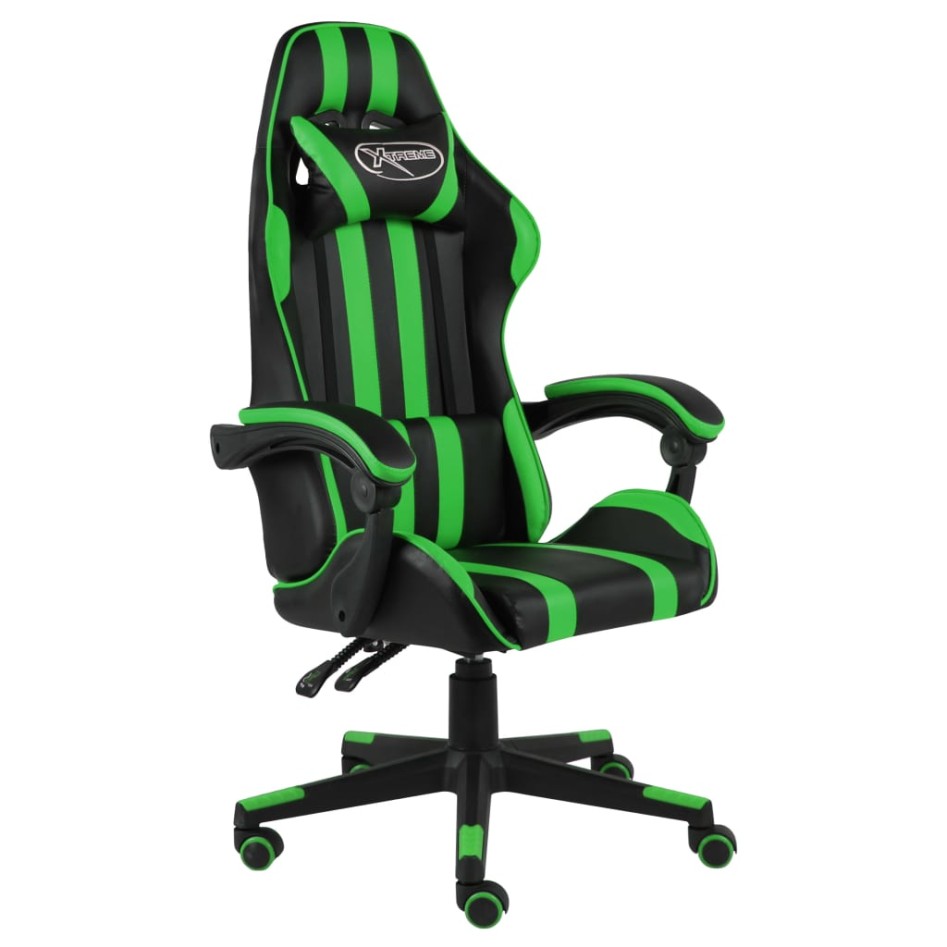 Silla gaming de cuero sintético negro y
