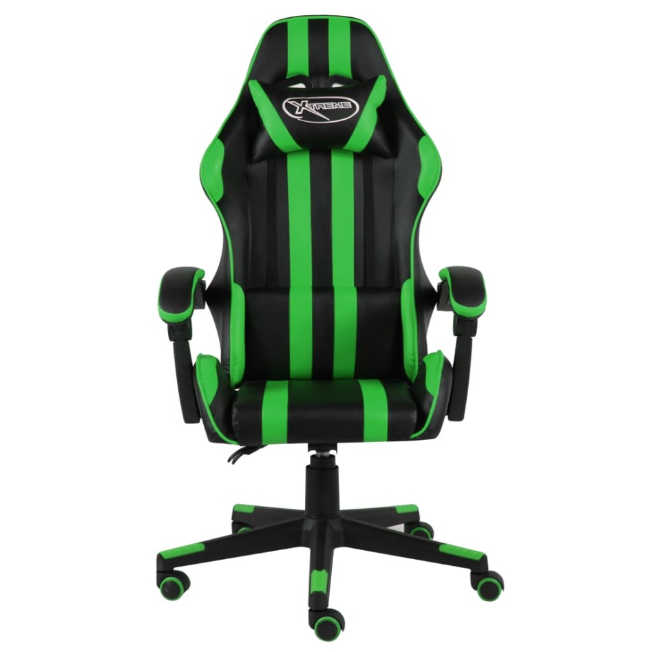 Silla gaming de cuero sintético negro y