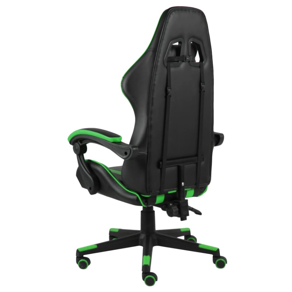 Silla gaming de cuero sintético negro y