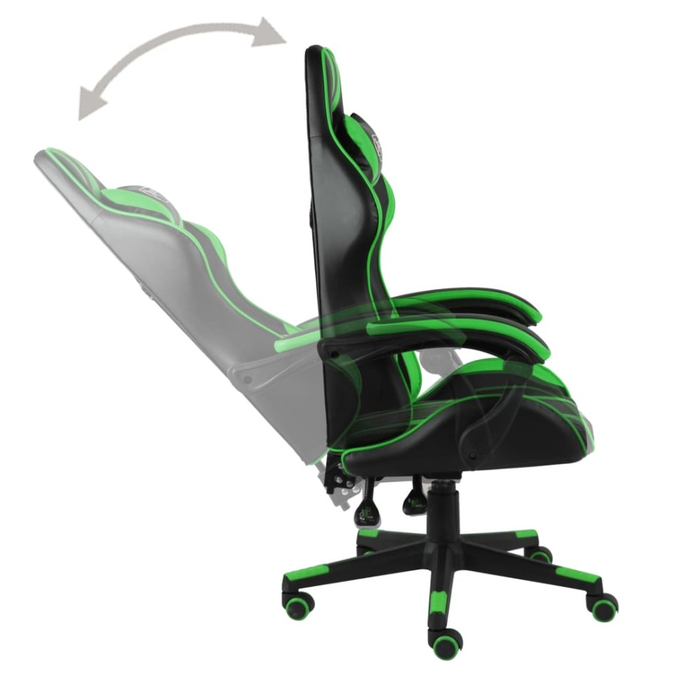 Silla gaming de cuero sintético negro y