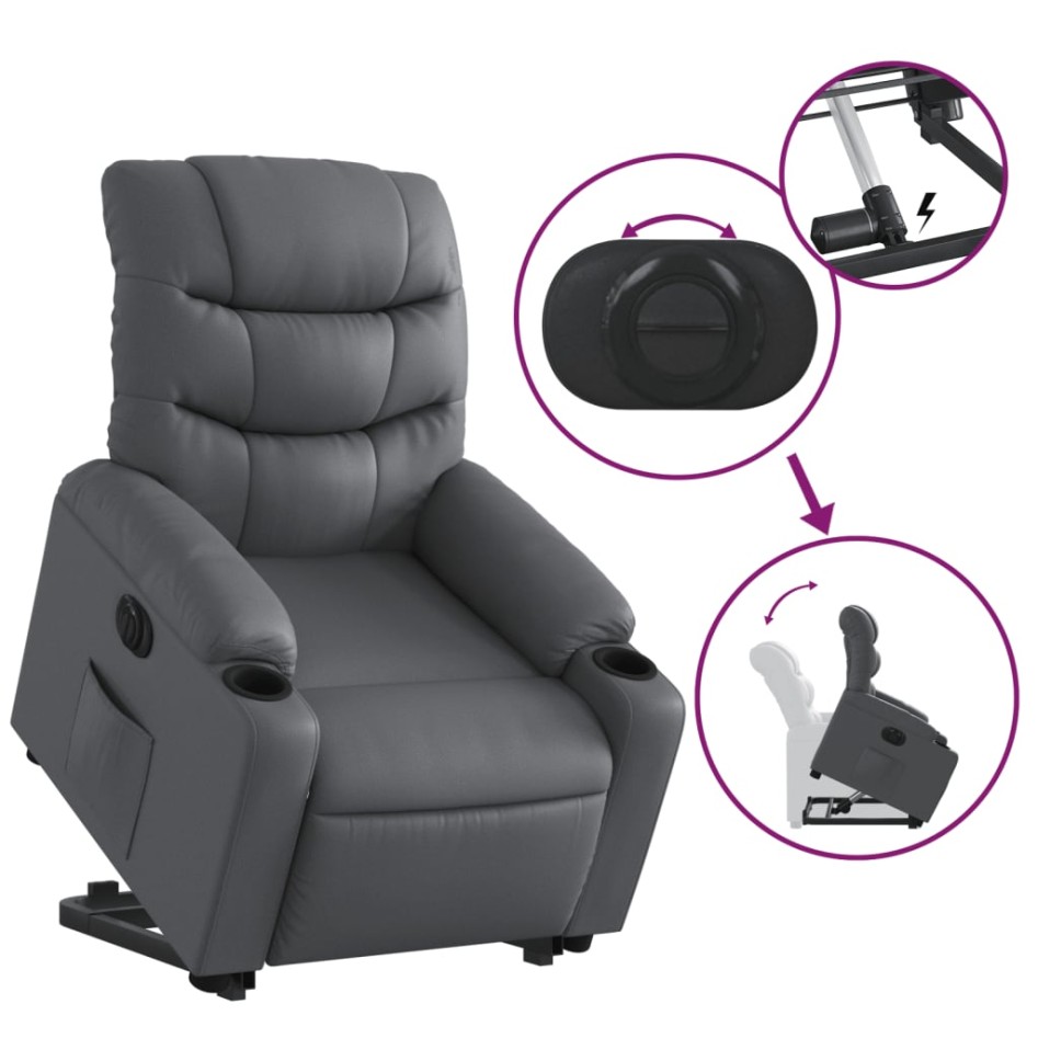 Sillón reclinable elevable eléctrico de cuero sintético