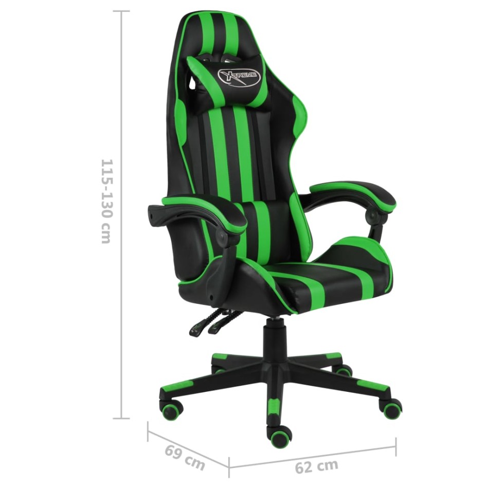 Silla gaming de cuero sintético negro y