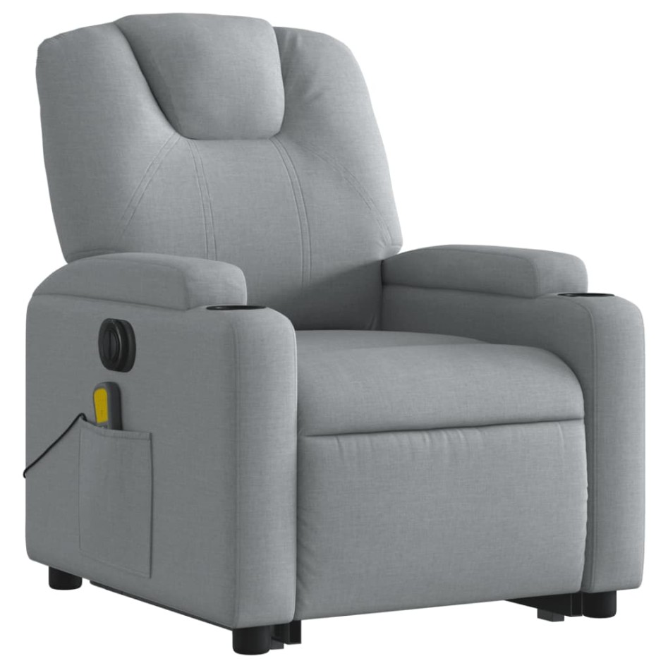 Sillón de masaje eléctrico reclinable elevable tela gris