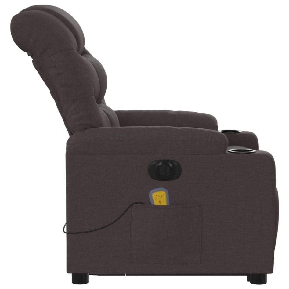 Sillón masaje eléctrico reclinable elevable tela marrón