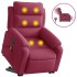 Sillón de masaje reclinable elevable terciopelo rojo