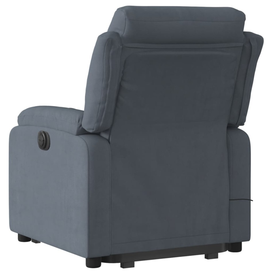 Sillón de masaje reclinable elevable terciopelo gris