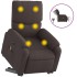 Sillón masaje eléctrico reclinable elevable tela marrón