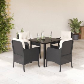 Set de muebles jardín 5 pzas con cojines ratán sintético
