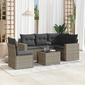 Set de muebles de jardín 6 pzas y cojines ratán sintético
