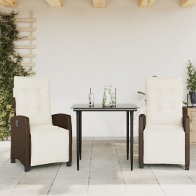 Set comedor de jardín 3 piezas y cojines ratán sintético