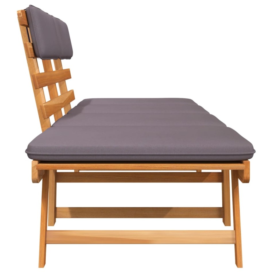 Sofá cama de jardín 2 en 1 con cojín madera maciza acacia