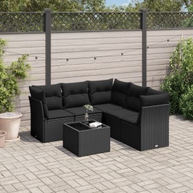 Set de sofás de jardín 6 piezas y cojines ratán sintético