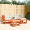 Set muebles jardín 4 pzas con cojines madera pino marrón cera