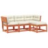 Set muebles jardín 4 pzas con cojines madera pino marrón
