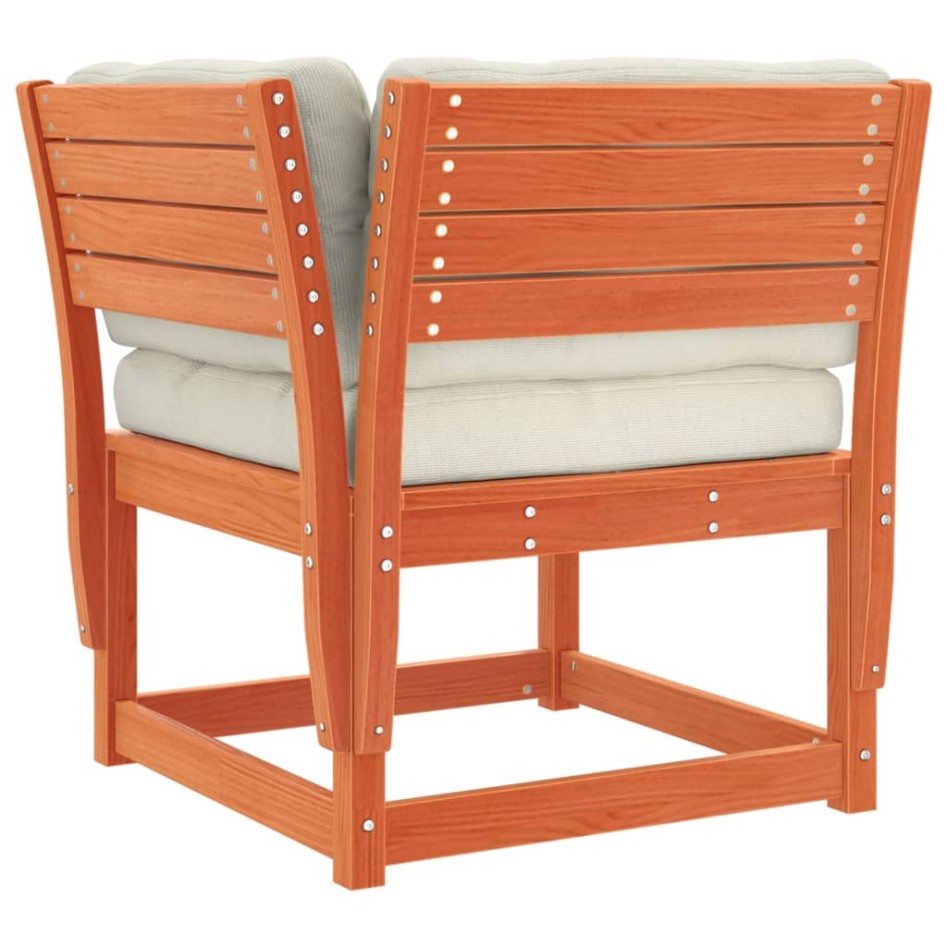 Set muebles jardín 4 pzas con cojines madera pino marrón