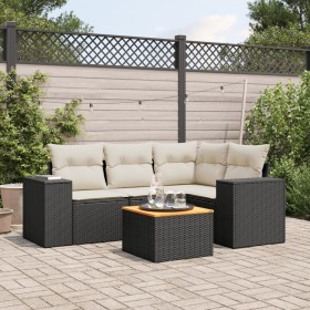 Set de muebles de jardín 5 pzas y cojines ratán sintético