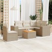 Juego de sofás jardín con cojines 6 pzas ratán sintético beige