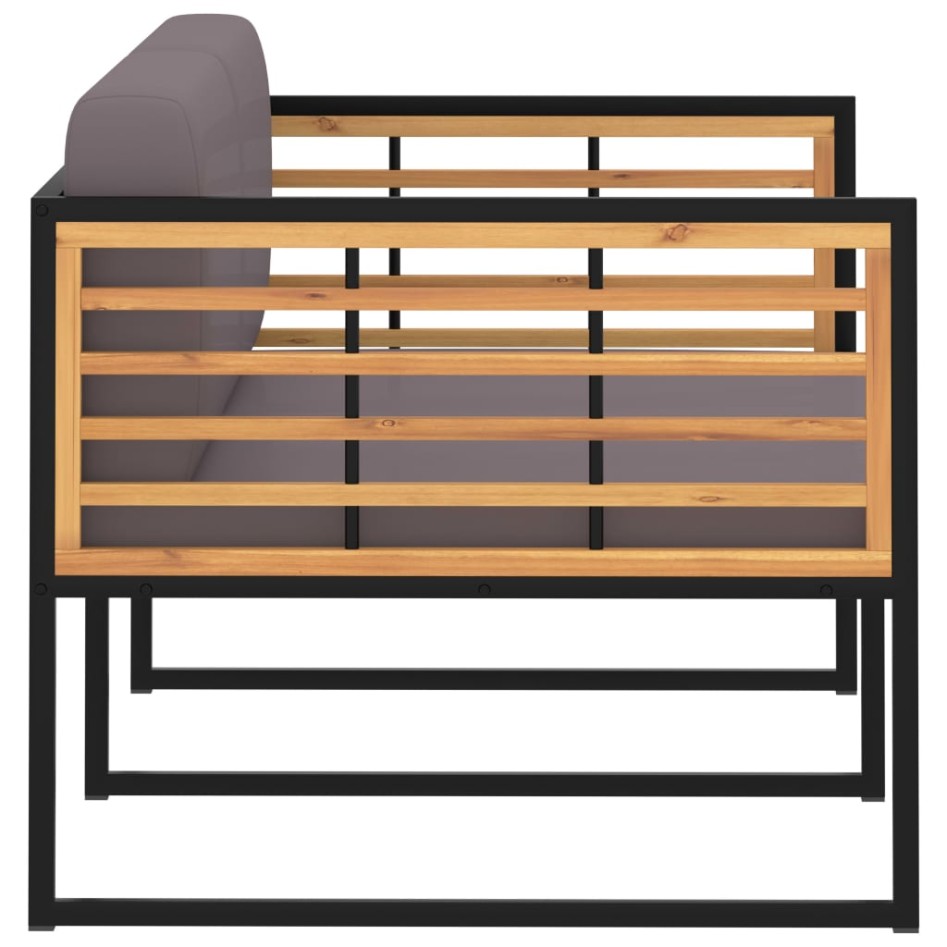 Banco de jardín cojines madera maciza acacia gris oscuro 136