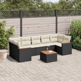 Set de sofás de jardín 8 piezas y cojines ratán sintético