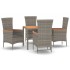 Set comedor de jardín 5 piezas con cojines ratán sintético