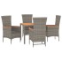 Set comedor de jardín 5 piezas con cojines ratán sintético