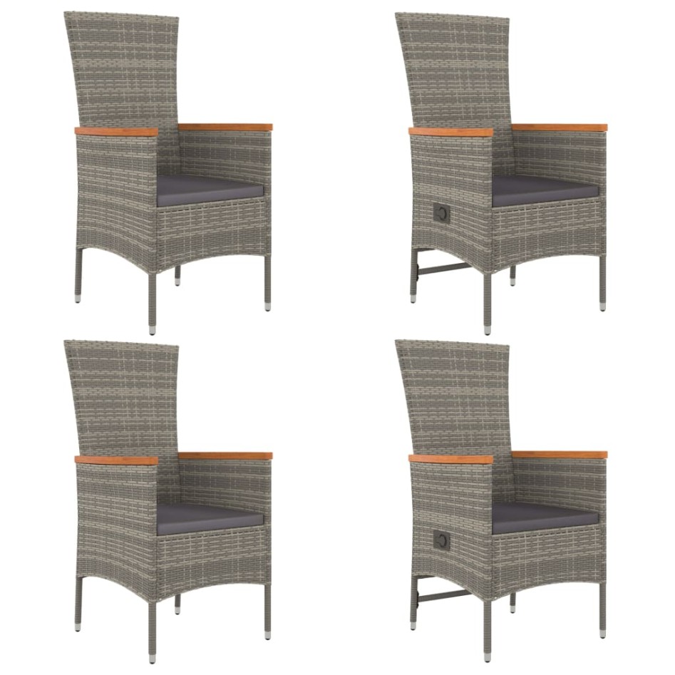 Set comedor de jardín 5 piezas con cojines ratán sintético