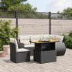 Set de sofás de jardín 6 piezas y cojines ratán sintético negro