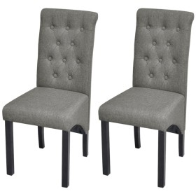 Sillas de comedor 2 unidades tela gris