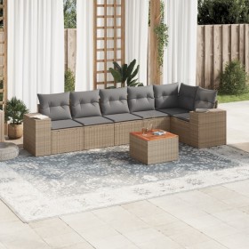 Set sofás de jardín 7 piezas y cojines ratán sintético