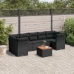 Set de sofás de jardín 8 piezas y cojines ratán sintético negro