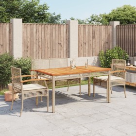 Set de comedor jardín con cojines 4 pzas ratán sintético