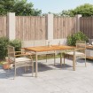 Set de comedor jardín con cojines 4 pzas ratán sintético beige