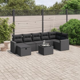 Set de sofás de jardín 8 piezas y cojines ratán sintético