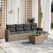Set de muebles de jardín 6 pzas y cojines ratán sintético gris