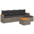 Set de muebles de jardín 6 pzas y cojines ratán sintético