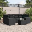 Set de comedor de jardín 7 pzas y cojines ratán sintético negro