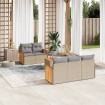 Juego de sofás jardín con cojines 6 pzas ratán sintético beige