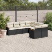 Set de sofás de jardín 8 piezas y cojines ratán sintético negro