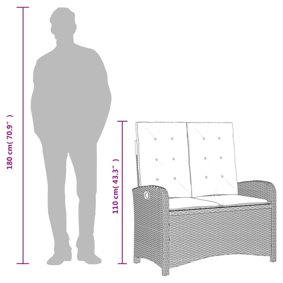 Juego de comedor jardín 2 pzas con cojines ratán sintético