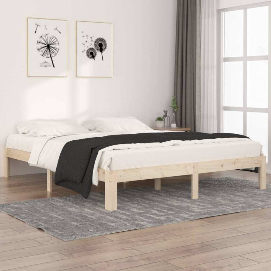 Estructura de cama de madera maciza de pino 160x200
