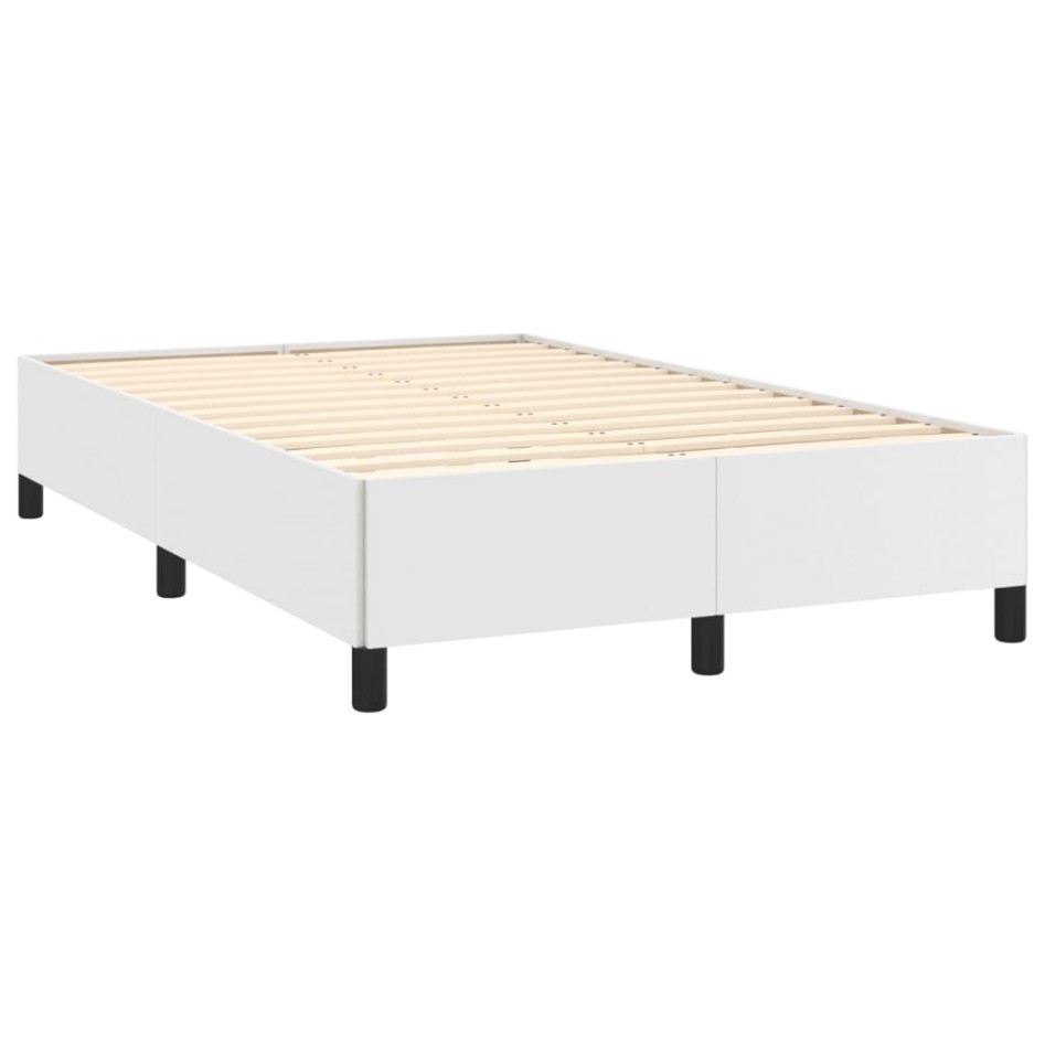 Cama box spring colchón y LED cuero sintético blanco 120x190