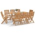Juego de comedor de jardín 9 piezas madera maciza de