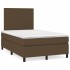 Cama box spring con colchón y LED tela marrón oscuro 120x190