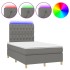 Cama box spring con colchón y LED tela marrón oscuro 120x190