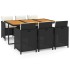 Set de comedor de jardín 7 pzas y cojines ratán sintético