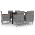 Set comedor de jardín 7 pzas y cojines ratán sintético y