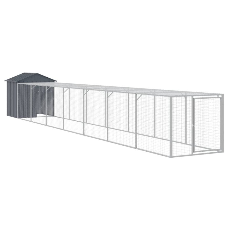 Jaula gallinas con corral acero galvanizado gris 117x813x123