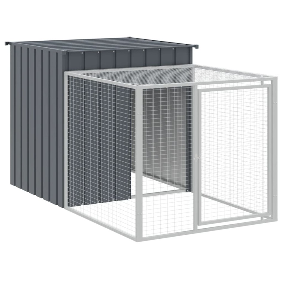 Gallinero con corral acero galvanizado gris 110x1017x110